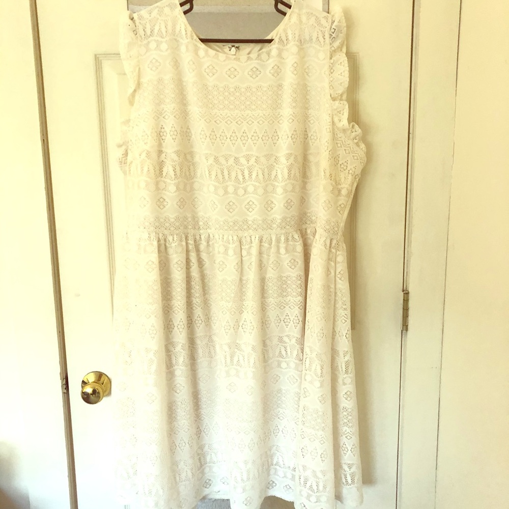 White “Lace” overlay Spring/Summer Dress